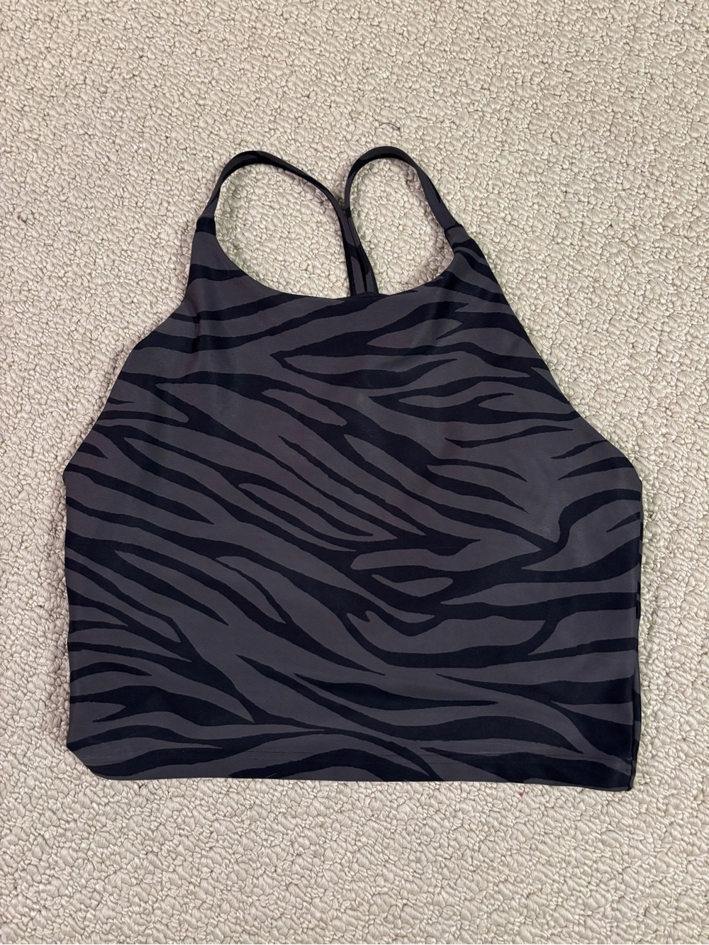 Old Navy High-Neck Zebra Print Sports Bra - Black & Gray